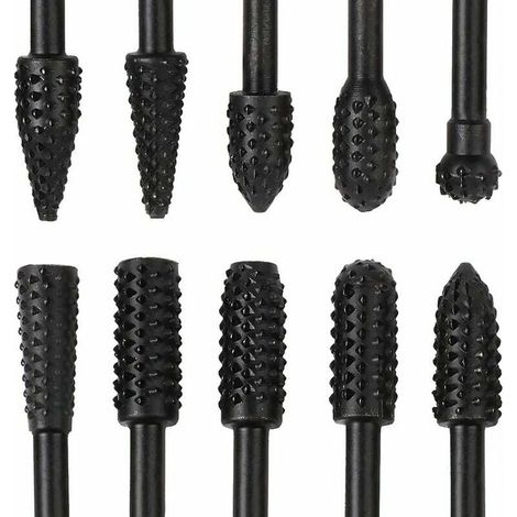 Ensemble de tête de fraisage de 10 pièces en métal, carbure de tungstène, 6,3mm, pour la sculpture de bois / milling / gravure (1/5)