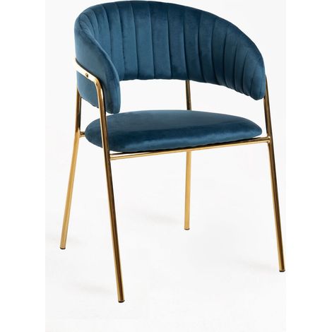 Sillas Comedor - Silla Moniel Golden Terciopelo - Azul (1/5)