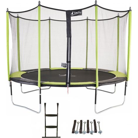Trampoline KANGUI - JUMPI Ø 360‑365 cm – Enfant – Rebond Parfait – Échelle & Kit Ancrage – Garantie 5 ans