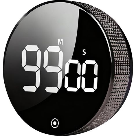 Minuteur de Cuisine Aimanté, Chronomètre Numérique LED, Minuterie avec Volume et Luminosité Réglables Timer, pour Salle de Classe, Bureau, Gym, La Cuisine, Enfant, Adulte (Noir) (1/5)