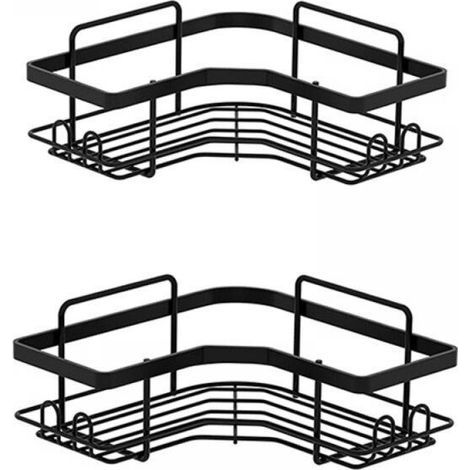 (2 pièces) étagère de salle de bain d'angle noire sans perçage, armoire de rangement pour shampoing et gel douche
