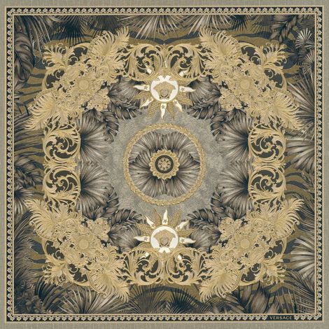 Papier peint baroque jungle noir, marron et or Tapisserie imprimé animal Papier peint luxe à ornements idéal pour salon (1/2)