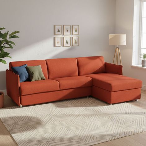 Sofá Cama con Chaise Longue Scordia, Desenfundable, con Almacenaje Made in Italy, Hidrófugo Multiposición Transformable, 260x160 cm (1/5)