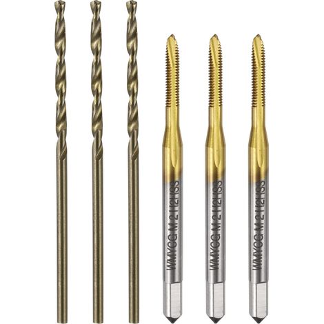 3 taraud M2x0,4 revêtement titane + 3 foret hélicoïdaux 1,6mm (1/5)