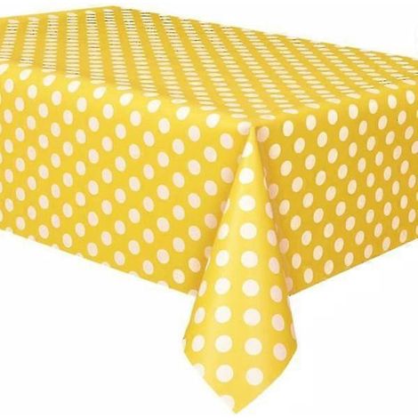 【BQ】Bâche cirée rectangulaire en PVC à pois (jaune) 137 x 183 cm (1/4)
