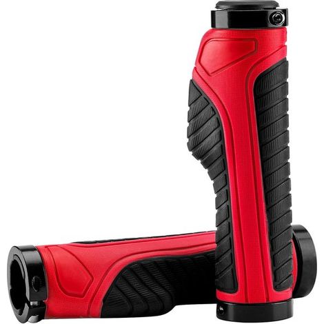 Manopole ergonomiche per bicicletta, impugnature in gomma per manubrio, pedalata confortevole, sistema di bloccaggio, manubrio da 22 mm, rosse (1/5)