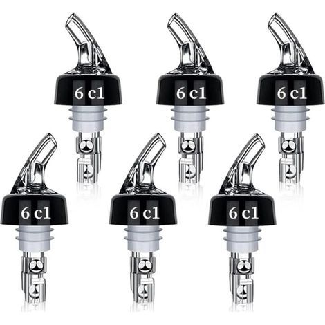 Becs à Liqueur, 6 Pièce Bec Verseur Alcool Auto-Pour de 6cl Avec Bille Becs Verseurs Doseur/Bec Verseur Anti-Goutte Verseurs de Bouteilles pour Le Vin, l'alcool, les Cocktails et L'huile (1/5)