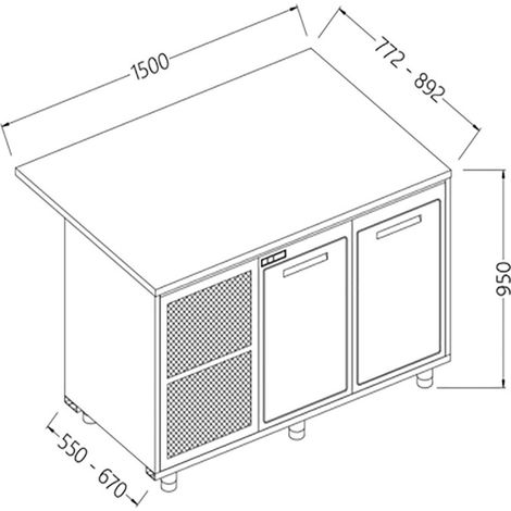 Comptoir de bar réfrigéré b.t. section caisse- moteur - Diamond