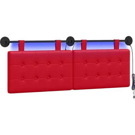Testiera Testata del letto sospesa Con luce LED Rosso Similpelle (1/5)