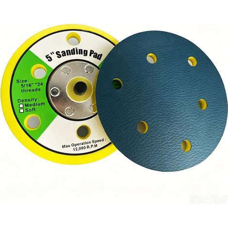 Disque de polissage pneumatique à 6 trous de 12,7 cm avec tampon de support 5/16-24 pour ponceuse pneumatique en cuir (1/5)