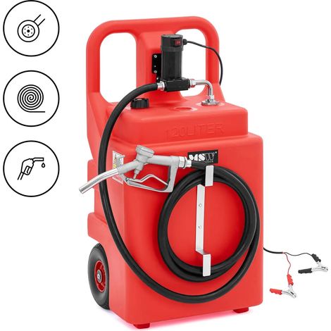 Réservoir à gasoil mobile avec pompe électrique, pistolet et roues 120 l itres 37 l/min caoutchouc aluminium pe fonte de fer acier (1/5)
