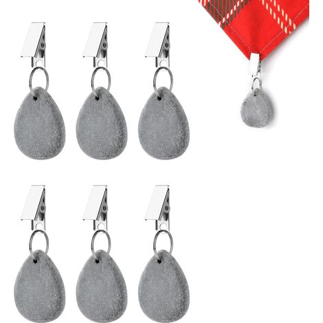6 pièces de poids de nappe en marbre, lourds supports de nappe avec clips métalliques, poids de table, clips de nappe résistants au vent pour mariage, garden-party, pique-nique, restaurant (1/5)