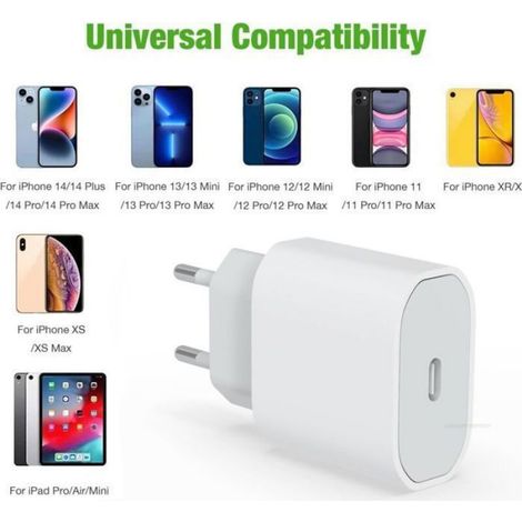 Chargeur Rapide USB C 20W, Certifié MFi Chargeur iPhone et Câble de Charge iPhone, Adaptateur PD 3.0 Femeo (1/5)
