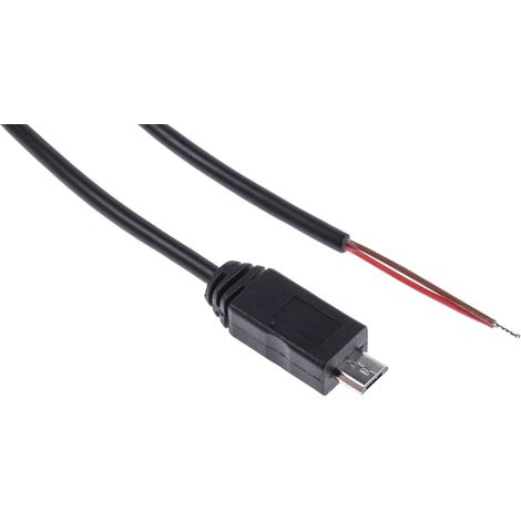 Câble USB RS PRO, Fils dénudés vers Micro USB B, Noir, 1.8m ( Prix pour 1 ) (1/3)