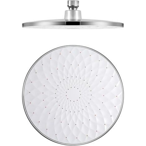 Duschkopf, Runde 9-Zoll-Duschköpfe, feste ABS-Duschkopf-Regendusche, Wassersparende Hochdruck-Regenbrause, G1/2"-Anschluss, Weiß