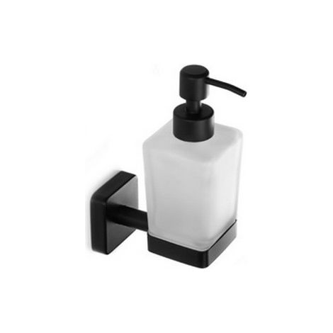 Dispenser di sapone in acciaio inox nero opaco e vetro opaco CLODE-N kamalu