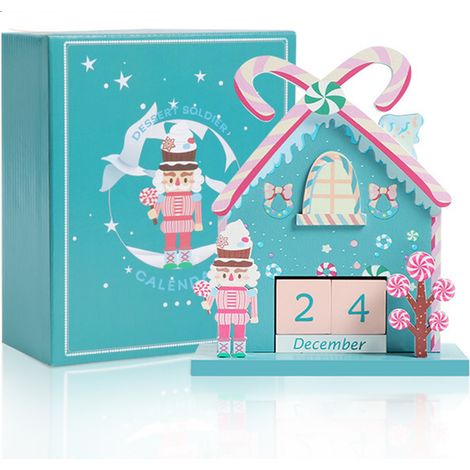 Calendrier de l'Avent en Bois, Perpetuel Mignon, Décoration Bureau, Compte à Rebours Noël, Style Casse-Noisette (1/5)