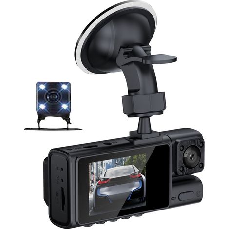 3 caméras Dash Cam Surveillance de stationnement Rétroviseur de voiture clair Enregistrement vidéo Caméscope Grand Angle Enregistreur de caméra Interconnexion WIFI Sécurité automatique Conduite (1/5)