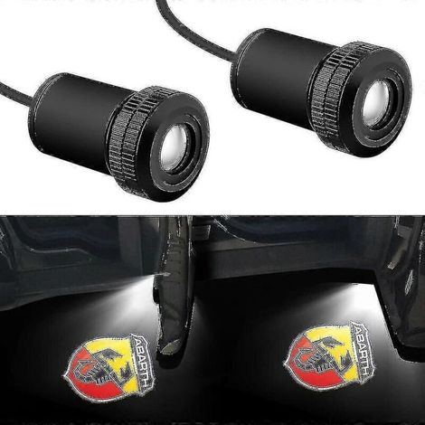 Lot de 2 projecteurs de logos pour porte de voiture, pour Fiat 500 Punto Abarth Stilo, éclairage de courtoisie pour porte intérieure de voiture, éclairage de bienvenue Abarth