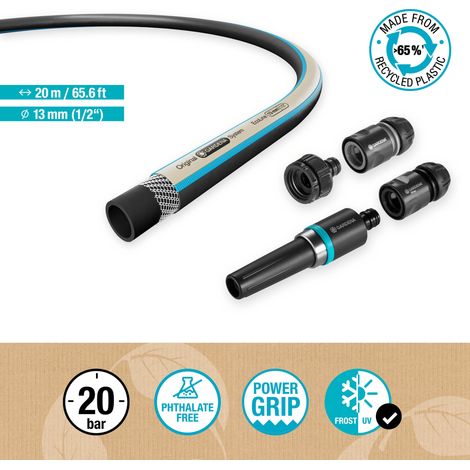 GARDENA Set tubo acqua da giardino EcoLine 20m, 13mm (1/2") con lancia e raccordi, 65% plastica riciclata (18931-20) (1/5)