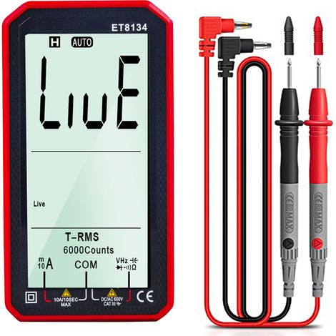 multimètre-ET8134 Multimètre digital portable écran HD 4,7 pouces (avec capuche protectrice) – pour électriciens professionnels et amateurs (testeurs inclus)