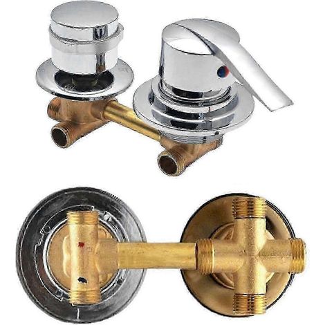 Robinet de douche en laiton à cinq voies avec inverseur fileté pour baignoire et cabine de douche, comprenant un robinet d'eau chaude et froide - Filetage 4 voies 14-14,5 cm (1/5)