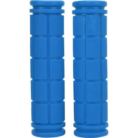 Paire de poignées de guidon vélo, grips caoutchouc souple bleu foncé pour VTT route (1/5)