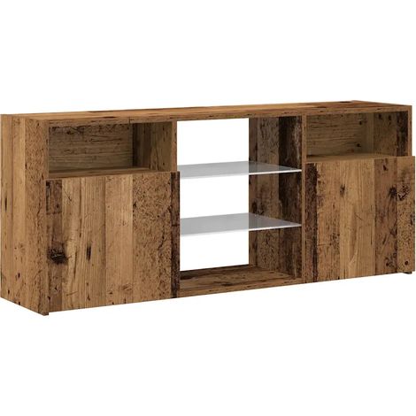 Mueble de TV flotante moderno con luces LED 120 x 30 x 50 cm almacenamiento práctico ambiente moderno madera de ingeniería acabado envejecido 020050862 (1/5)