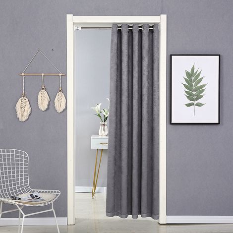 Rideaux occultants unis et résistants avec œillets, isolants thermiques, bloquant la lumière, décoratifs pour chambre d'enfant, salon, salle de bain, bureau, 150 x 190 cm (gris)