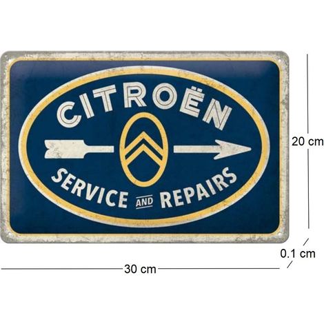 Plaque décorative en métal en relief 30 x 20 cm Citroën - Service (1/2)