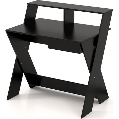 Petit bureau d'ordinateur avec tiroir de rangement - noir (1/5)