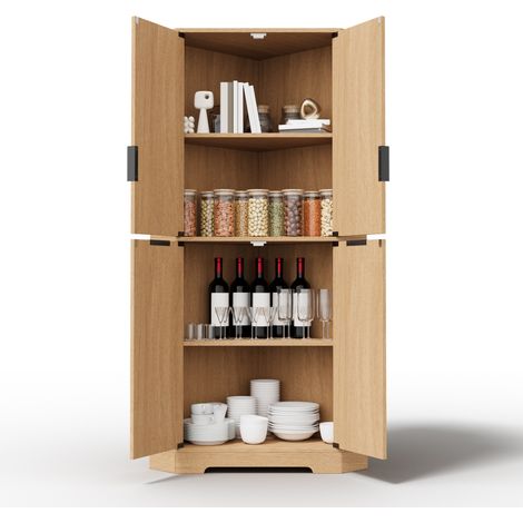 Eckschrank mit 4 Türen, 60x60x172 cm, Stauraum für Küche und Wohnzimmer (1/5)