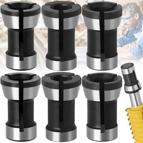 Tête de mandrin HSS 6 pièces – Adaptateur pour défonceuse et affleureuse – Tailles 6/6.35/8mm – Acier rapide pour coupe précise (1/5)