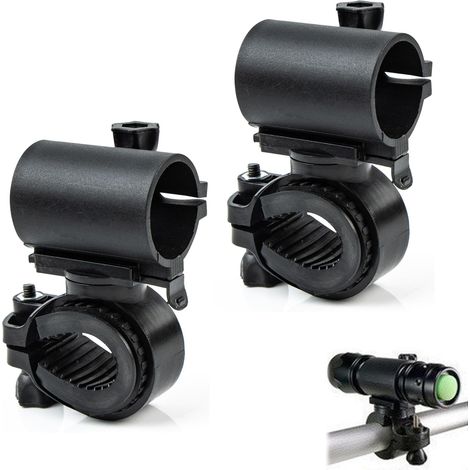 Support Lampe Vélo, Rotatif à 360 Degrés Support de Lampe de Poche de Vélo, Universel Pince de Lampe de LED à Dégagement Rapide pour Cyclisme L'équitation, 2 Pièces (1/5)