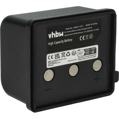 vhbw Batterie compatible avec Itowa Compact, Combi, Setval, Beton télécommande remote control (2000mAh, 7,2V, NiMH)