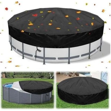 Bâche d'hiver et d'été pour piscine gonflable ronde – Couverture extérieure protectrice universelle pour spa et baignoire (diamètre 210 cm, hauteur 30 cm, couleur noire) – Garde l'eau propre et évite (1/4)
