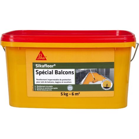Sika – Revêtement acrylique imperméable pour balcon – Gris – 5kg – Application en 3 couches – Bonne adhérence sur béton et carrelage (1/2)