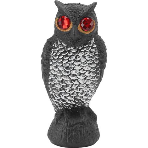 Hibou anti-oiseaux de jardin en plastique, yeux rouges, hiboux pour éloigner les oiseaux, détails fins, hiboux résistants à l'usure pour éloigner les oiseaux, petit hibou feuilleté de dessin animé (1/5)