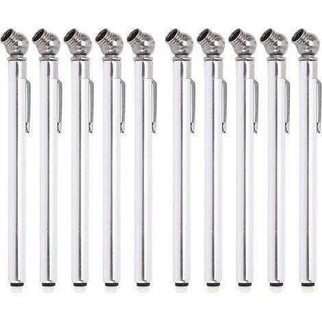 Manomètre de pression des pneus, Type crayon, 3 gammes, 4 côtés, buse scellée, compteur de tuyaux métalliques pour voitures, vélos, camions, 10 pièces. (1/5)