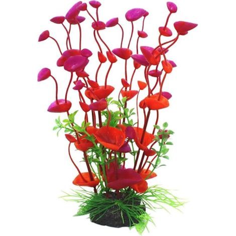 Plante artificielle aquarium - 1 pièce, plastique rouge décoration sous-marine - Rouge (1/5)