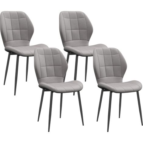 Set di 4 Sedie da Pranzo Moderne per Cucina e Soggiorno con Rivestimento in Flanella, Grigio