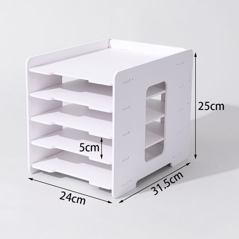 Organiseur de fichiers bureau vertical 5 niveaux, étagère de rangement multifonctionnelle pour documents, dossiers et accessoires (1/5)