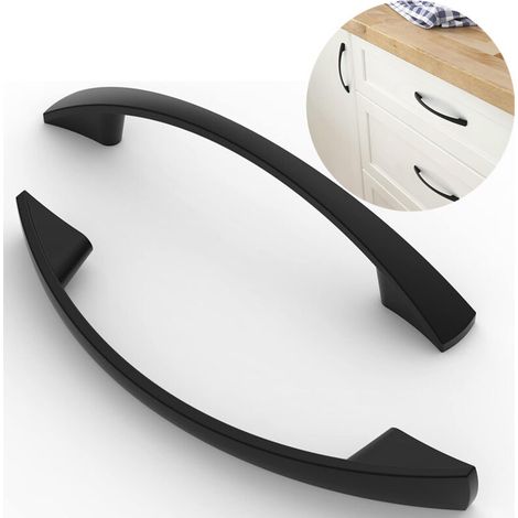 Set di 10 maniglie, interasse fori 96 mm, maniglie per mobili, maniglie per armadi, maniglie per cucina, maniglie per cassetti, nero opaco