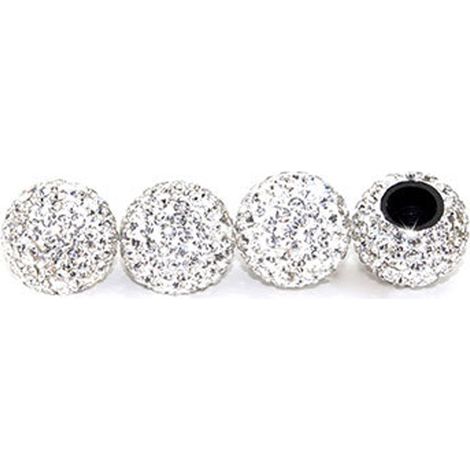 Lot de 4 capuchons de valve de pneu universels, anti-poussière brillants blancs pour roues de voiture (1/3)