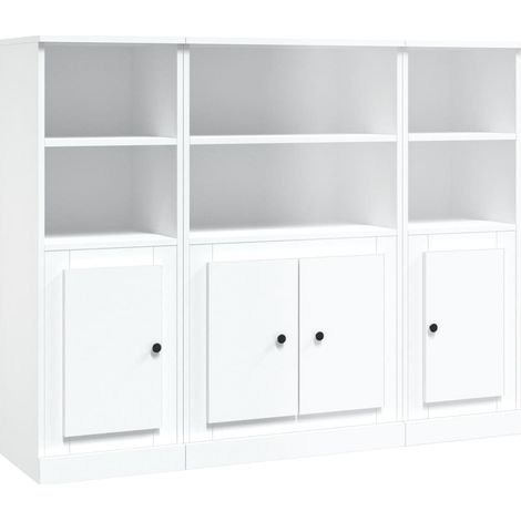 Buffet credenza cassettiera mobile contenitore organizer cucina soggiorno soggiorni 3 pz derivati del legno bianco 020036994