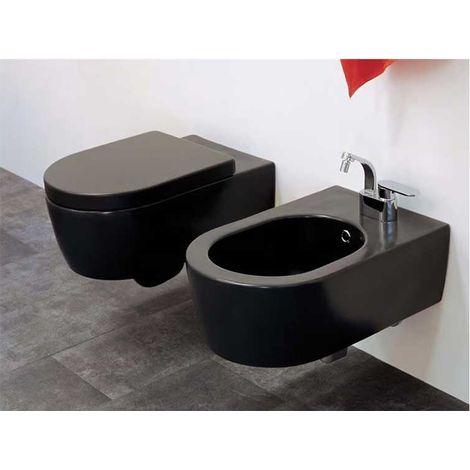 Coppia sanitari Sospesi LINK - FLAMINIA - Wc + Sedile + Bidet - Colore Carbone Opaco (1/5)