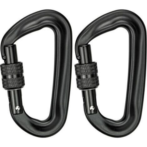 2Pcs Mousqueton Escalade 12KN (1200KG) Robustes Mousqueton Aluminium Mousqueton à Verrouillage en Forme de D (1/5)