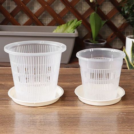 Pot de fleurs transparent de 11 cm/14 cm avec contrôle des racines, idéal pour la plantation d'orchidées Phalaenopsis et de bovins. Décoration intérieure. 1 lot (2 pièces de 11 cm).