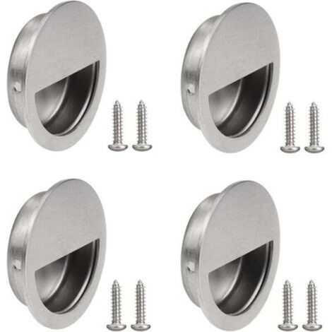 4 Pièces Poignée Ronde de Porte Coulissante Poignée Encastrée Ronde de Porte en Acier Inoxydable Encastrées Rondes Poignées de Porte Affleurantes avec Vis pour Tirage Porte Tiroirs Armoire (1/4)
