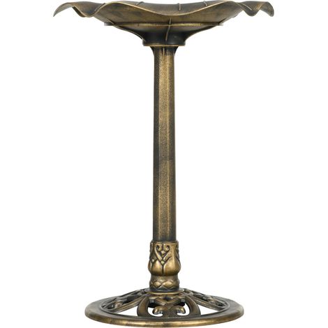 Vogeltränke Mit Ständer, 71Cm Höhe, Vogelbad, Vogelbecken, Vogelfutterspender Mit Lotusblatt-Becken, Bronze